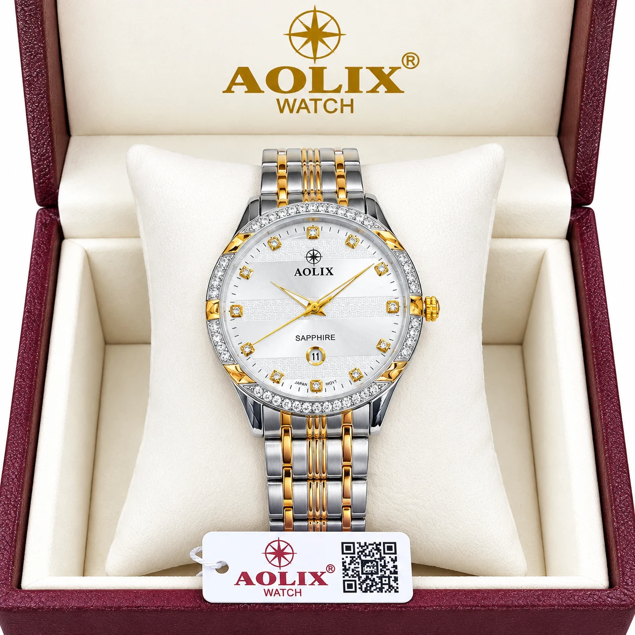 Aolix 9173 Men's Watch - Silver Gold White