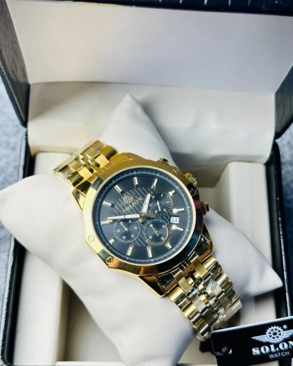 Soloni 3008 For Men - Gold Black With Premium Box | Rovelle