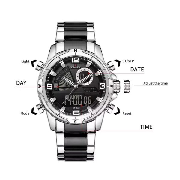 Naviforce 9257 For Men - Silver Black | Rovelle
