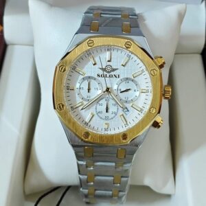 Soloni 3011 M For Men - Silver Gold White With Premium Box | Rovelle