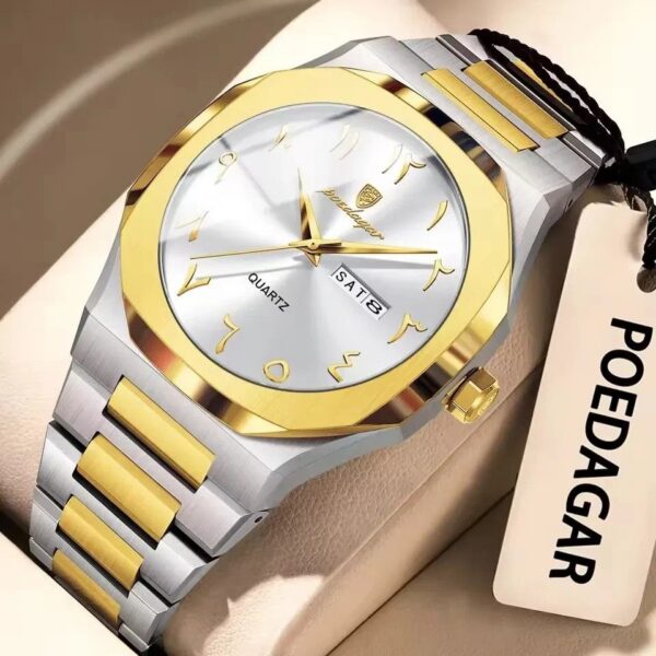 Poedagar 830 Men's Watch - Gold White | Rovelle