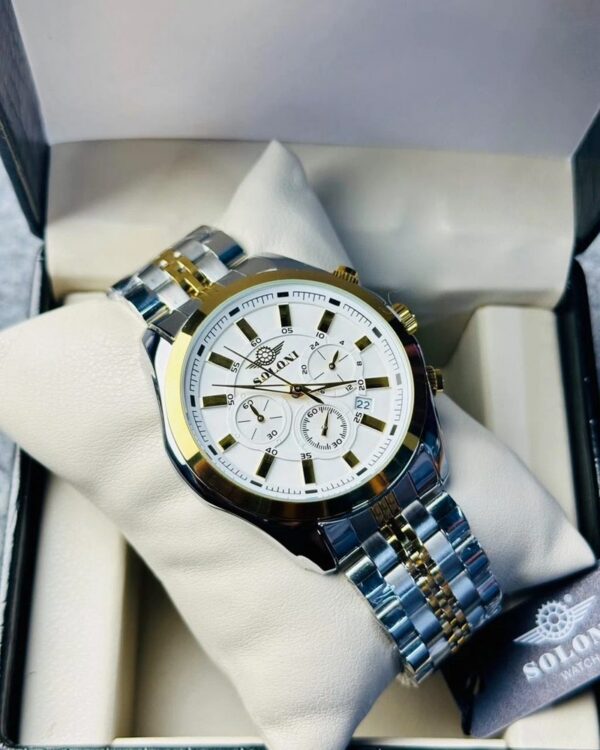 Soloni 3005 For Men - Silver Gold White With Premium Box | Rovelle