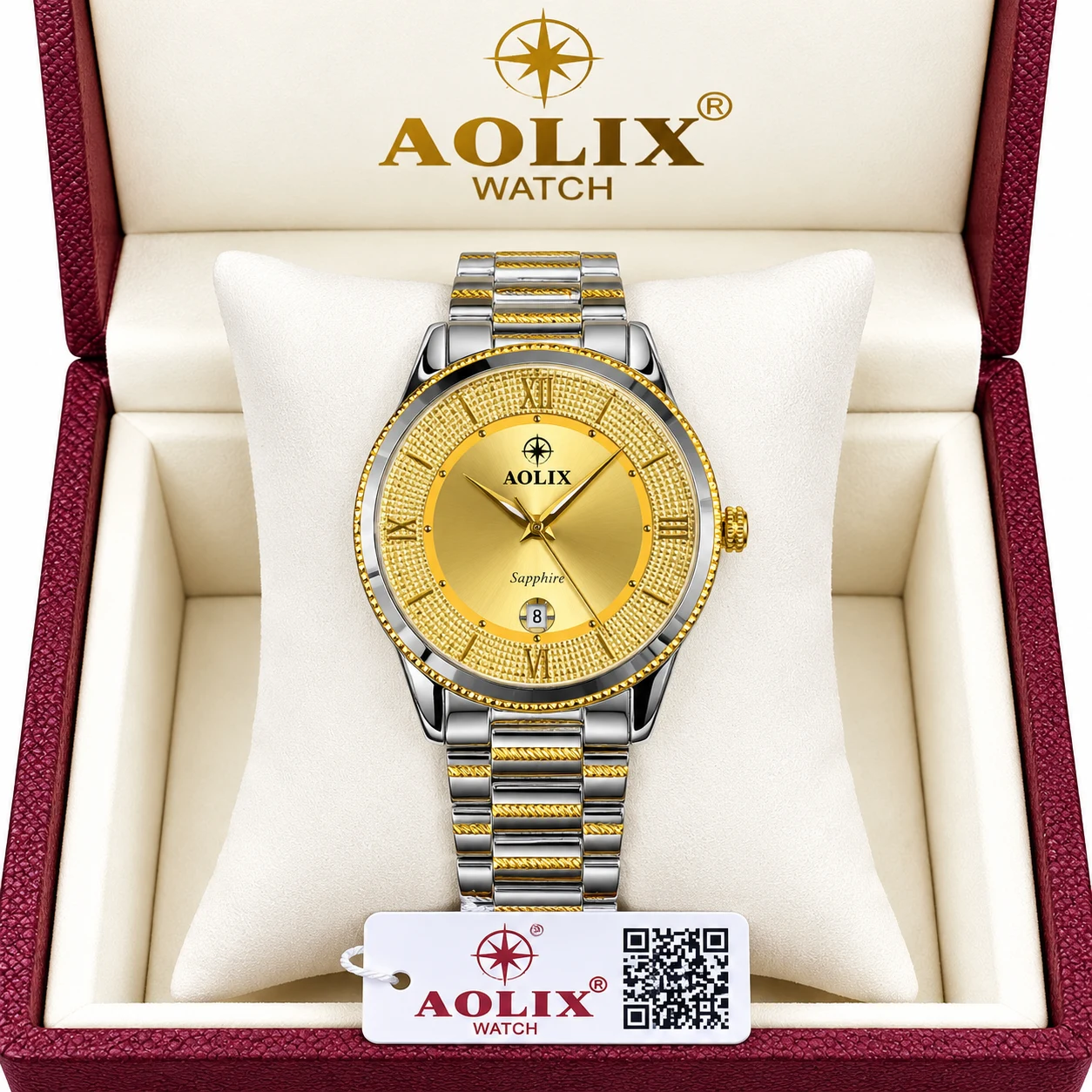 Aolix 9162 Men's Watch - Silver Gold