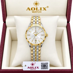 Aolix 9094 Women Watch - Silver Gold White | Rovelle