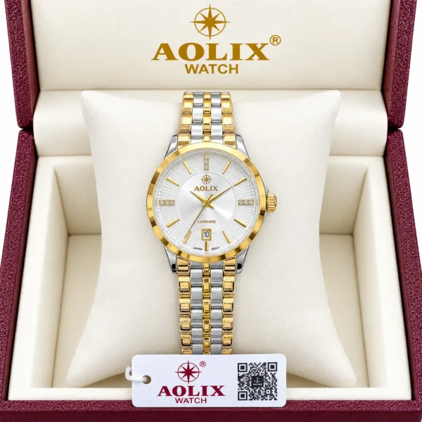 Aolix 9094 Women Watch - Silver Gold White | Rovelle