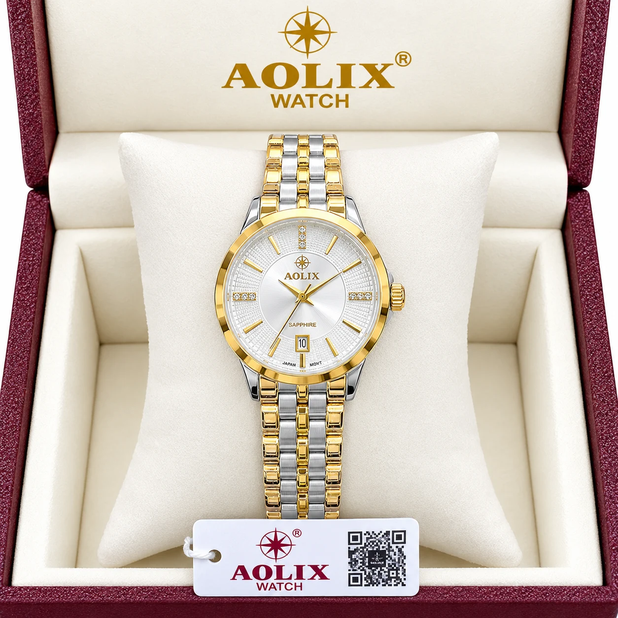 Aolix 9094 Women Watch - Silver Gold White | Rovelle