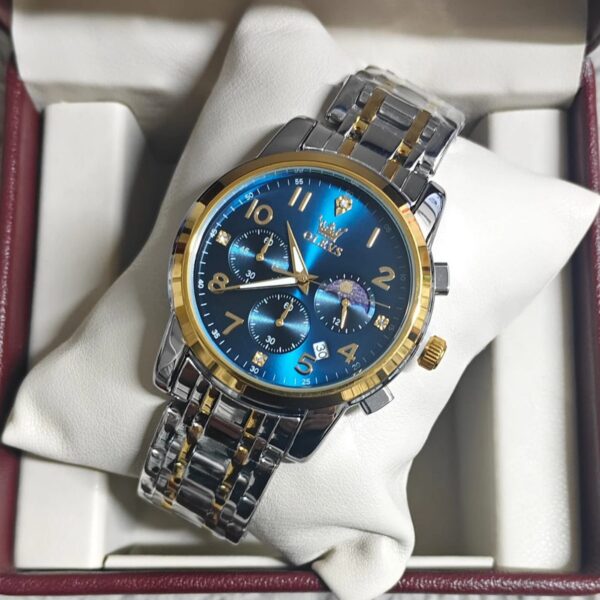 Olevs 3628 CH For Man - Silver Gold Blue | Rovelle