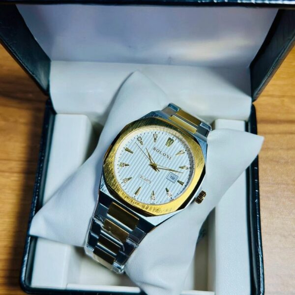 Soloni 1014 For Men - Silver Gold White With Premium Box | Rovelle