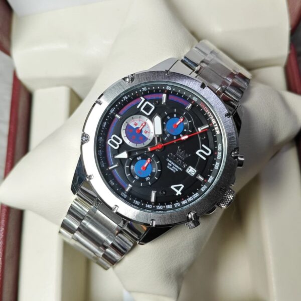 Olevs 3708 CH For Men - Silver Black Blue | Rovelle