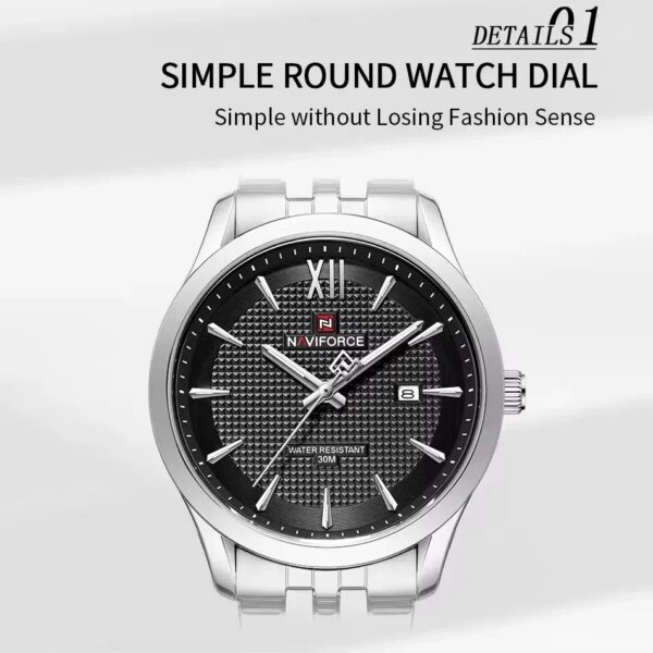 Naviforce 9255 For Men - Silver Black | Rovelle