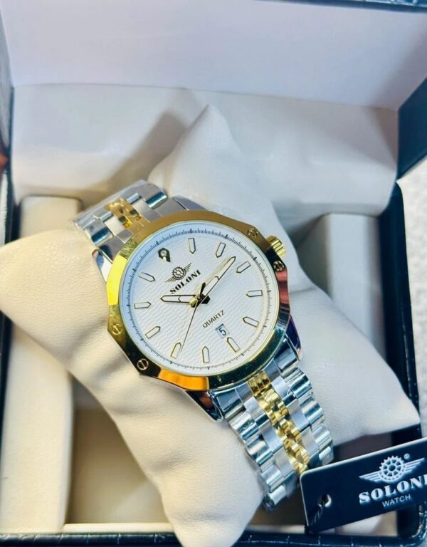 Soloni 1007 For Men - Silver Gold White With Premium Box | Rovelle