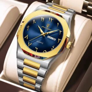 Poedagar 830 Men's Watch - Silver Gold Blue | Rovelle