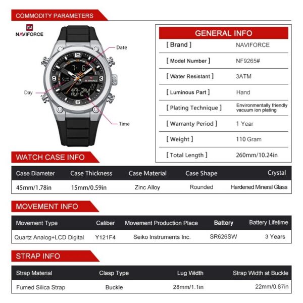 Naviforce 9265T - Silver Black | Rovelle