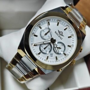 Soloni 3004M For Men - Silver Gold White With Premium Box | Rovelle