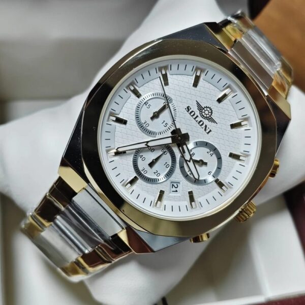 Soloni 3004M For Men - Silver Gold White With Premium Box | Rovelle