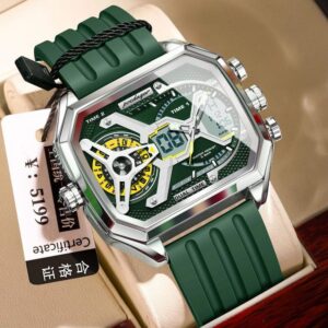Poedagar E106 Men's Analog-Digital Watch - Silver Green | Rovelle