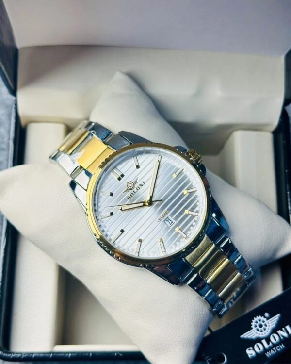 Soloni 1020 For Men - Silver Gold White With Premium Box | Rovelle