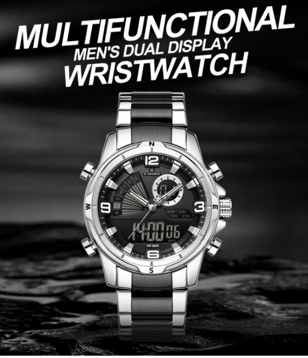 Naviforce 9257 For Men - Silver Black | Rovelle