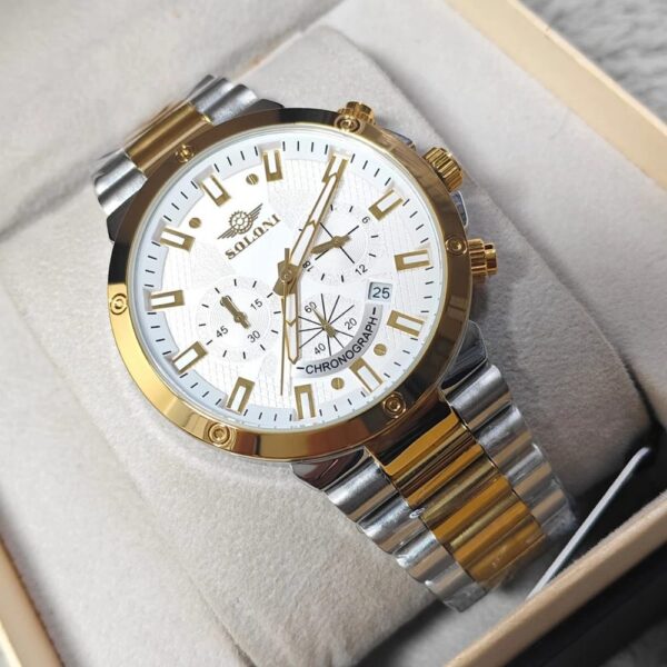 Soloni 3007 For Men - Silver Gold White With Premium Box | Rovelle