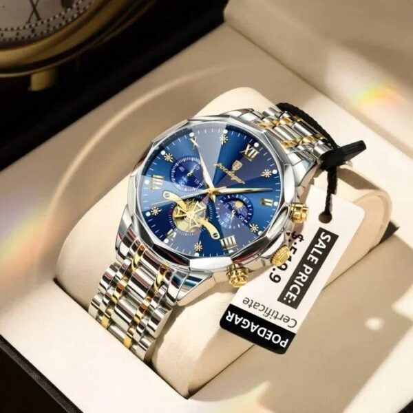 Poedagar 938 For Men - Silver Gold Blue | Rovelle