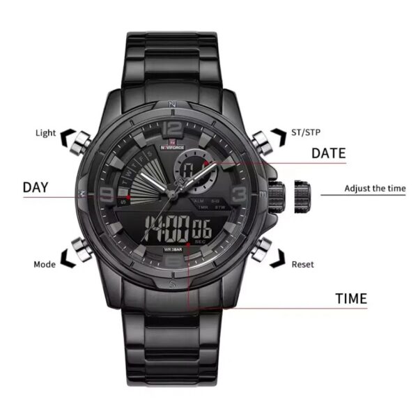 Naviforce 9257 For Men - Black | Rovelle