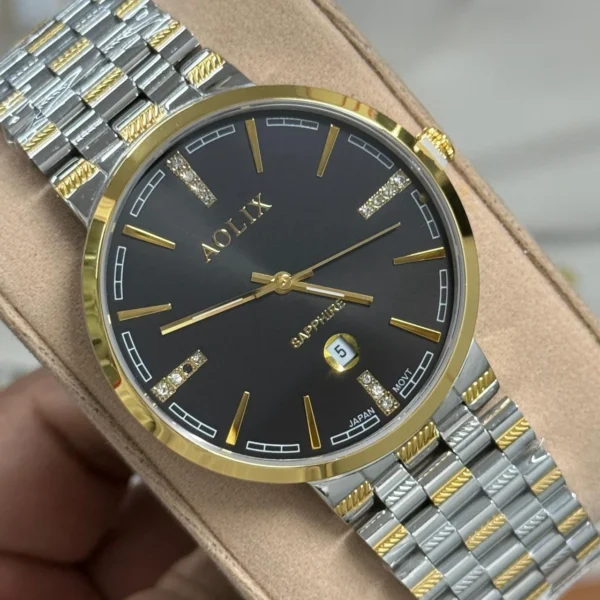 Aolix 9183 Men's Watch -Silver Gold Black | Rovelle