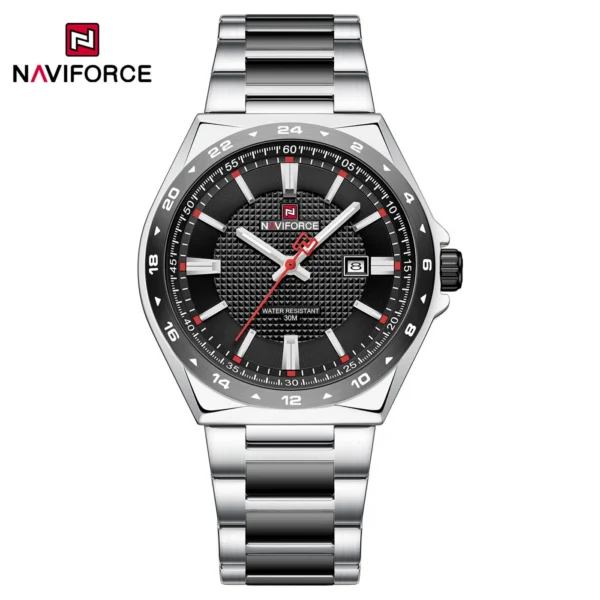 Naviforce - 9266 Silver Black Red for Men | Rovelle