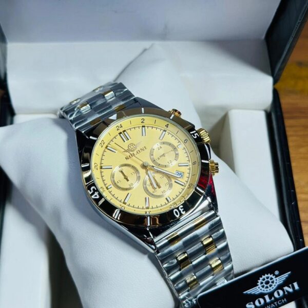Soloni 3012 M For Men - Silver Gold With Premium Box | Rovelle