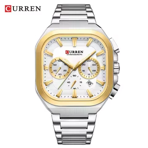 Curren 8496 For Men - Silver Gold White