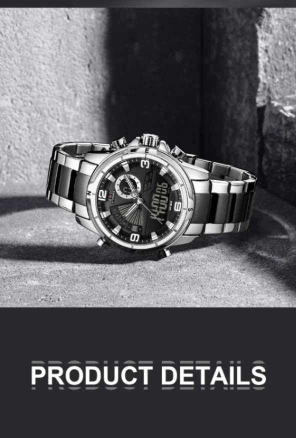 Naviforce 9257 For Men - Silver Black | Rovelle