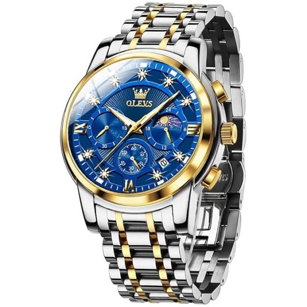 Olevs 2951 CH - Silver Gold Blue For Men Olevs 2951 CH - Silver Gold Blue For Men | Rovelle