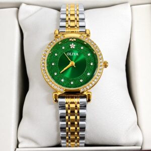 Oliya 701 Ladies Watch - Silver Gold Green | Rovelle