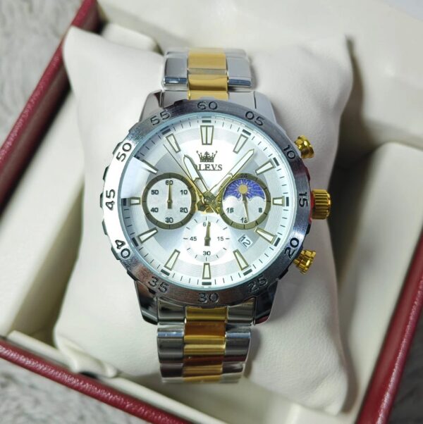 Olevs 3720 CH For Men - Silver Gold White | Rovelle
