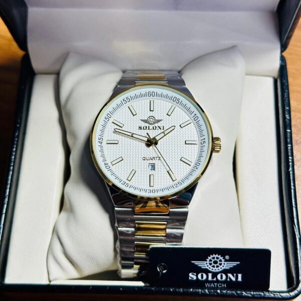 Soloni 1004M For Men - Silver Gold White With Premium Box | Rovelle