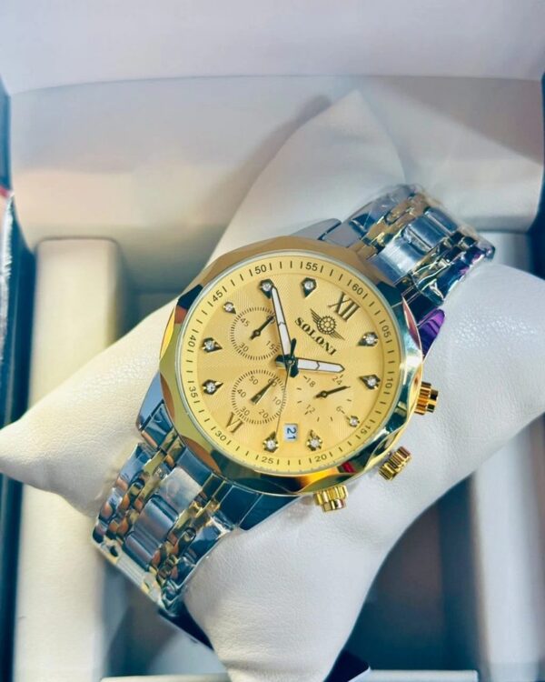 Soloni 3002 For Men - Silver Gold With Premium Box | Rovelle