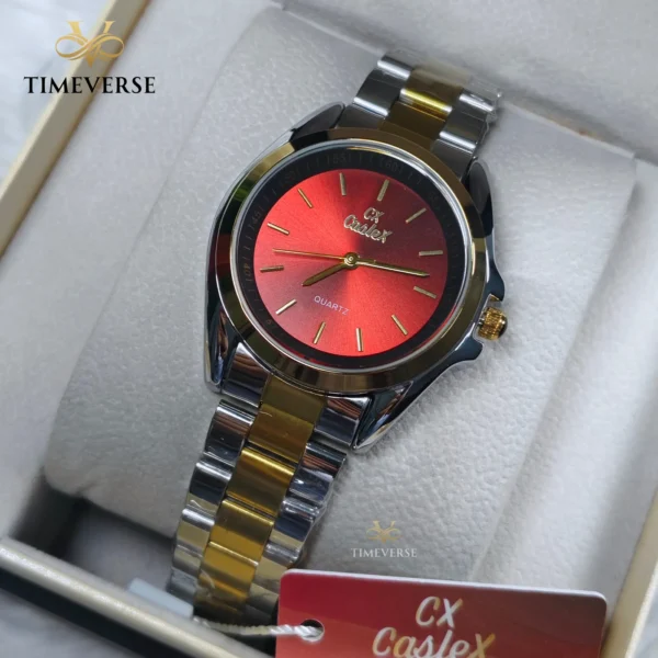 Caslex 018 Ladies Watch - Silver Gold Red | Rovelle
