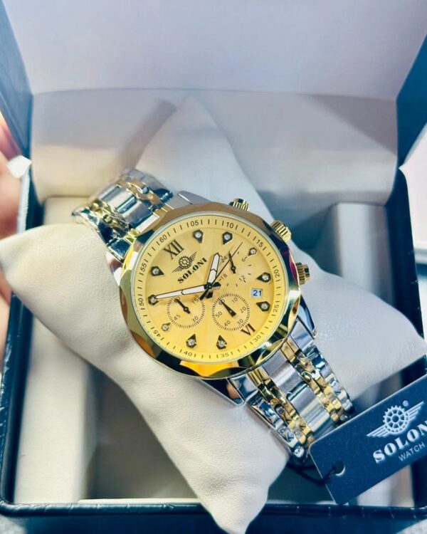 Soloni 3002 For Men - Silver Gold With Premium Box | Rovelle