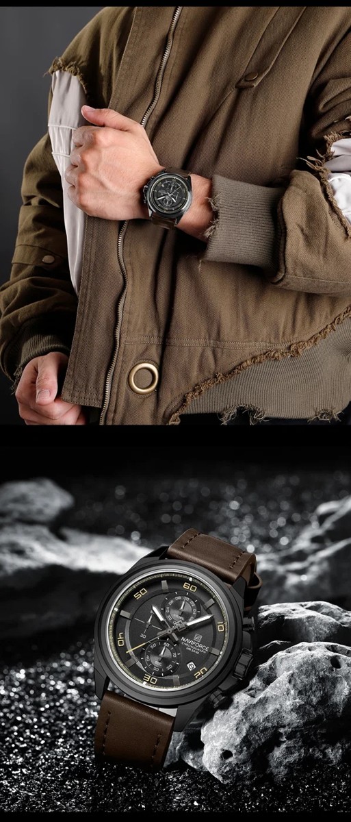 Naviforce 8075 For Men - Dark Brown Black | Rovelle