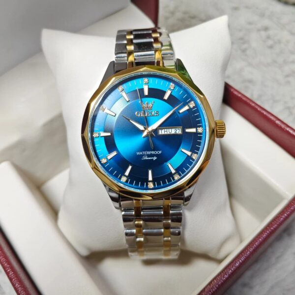 Olevs 3662 CH For Man - Silver Gold Blue | Rovelle