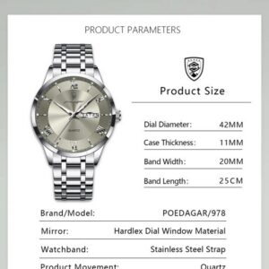 Poedagar 978 CH For Men - Silver Gray | Rovelle