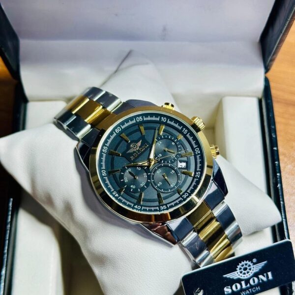 Soloni 3010 For Men - Silver Gold Black With Premium Box | Rovelle