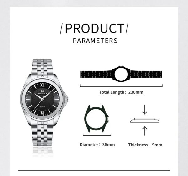 Naviforce 5067 For Women - Silver Black | Rovelle