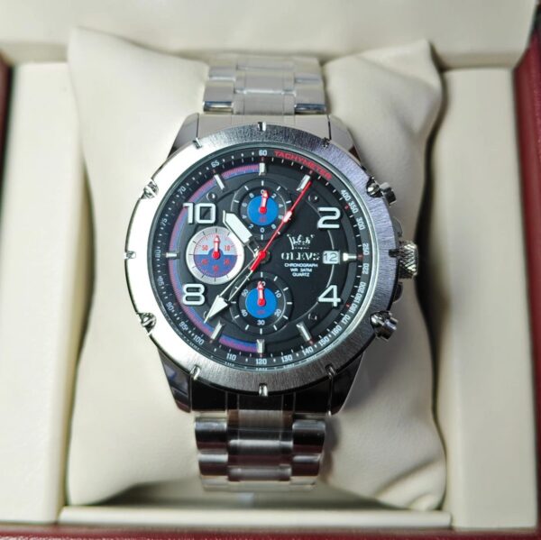 Olevs 3708 CH For Men - Silver Black Blue | Rovelle