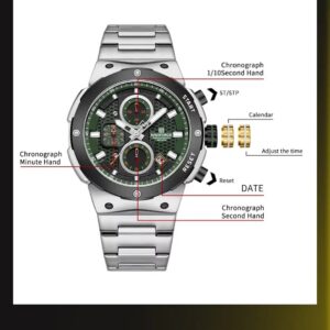 Naviforce 8072 For Men - Silver Green | Rovelle