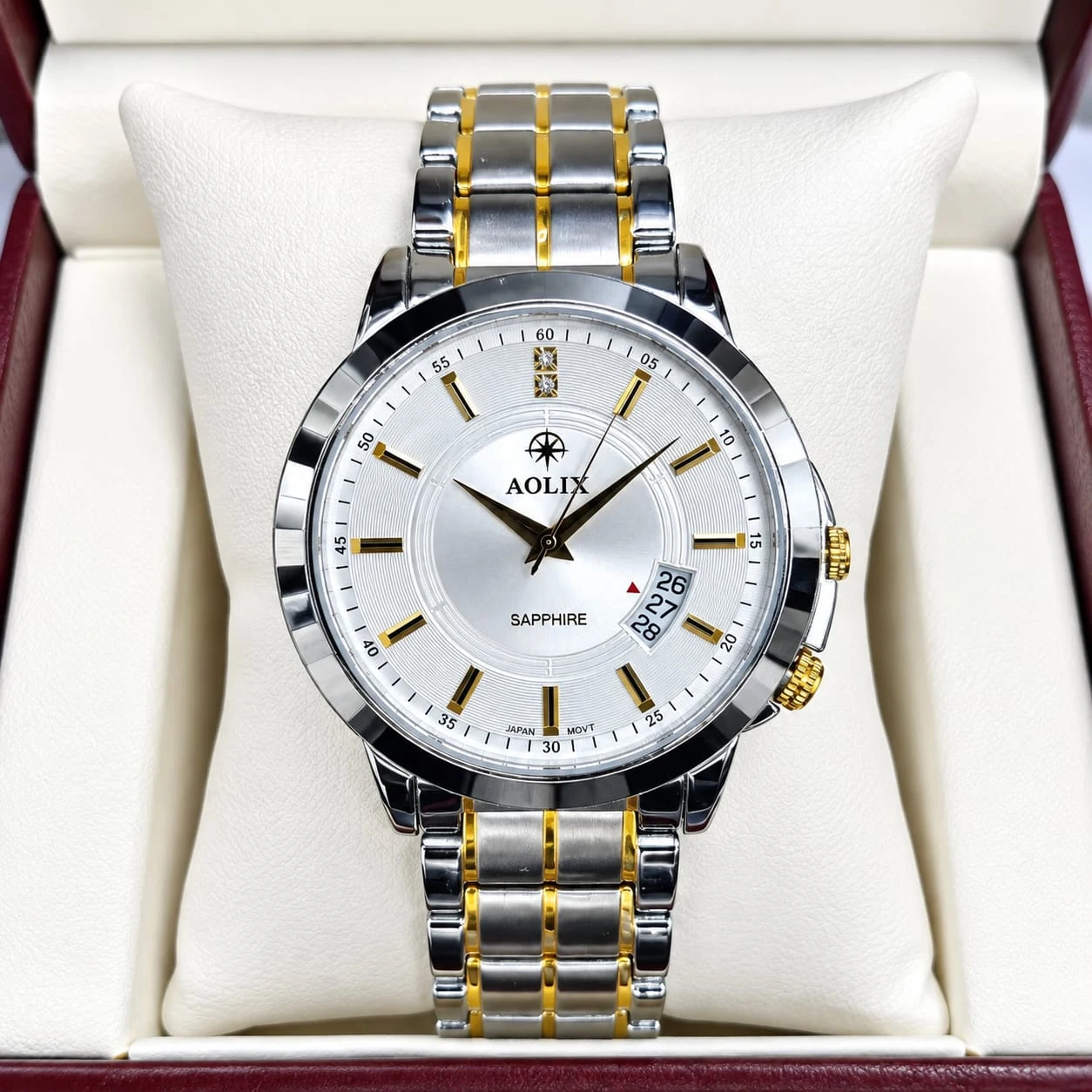 Aolix 9122 Men's Watch - Silver Gold White | Rovelle