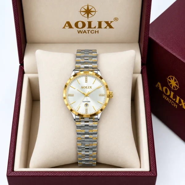 Aolix 9183 CH Women Watch - Silver Gold White | Rovelle