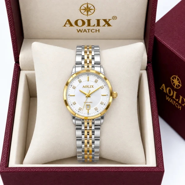 Aolix 9184 CH Women Watch - Silver Gold Black | Rovelle