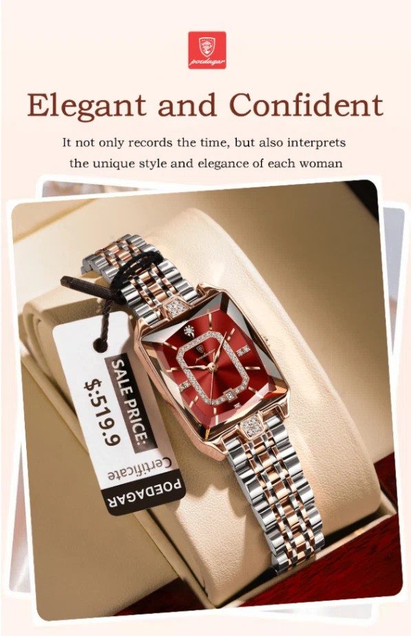 Poedagar 785 Ladies Watch - Silver Rose Red | Rovelle