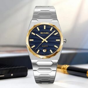 Skmei 9382 CH For Men - Silver Gold Blue | Rovelle