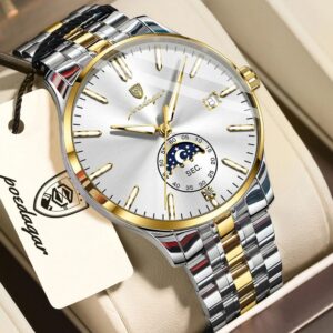 Poedagar 854 CH For Men - Silver Gold White | Rovelle